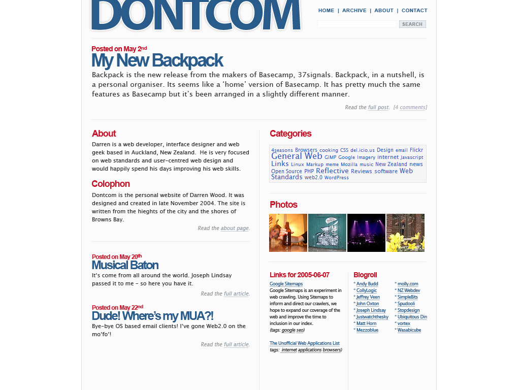 Screenshot of dontcom.com from 2005